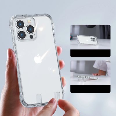 3. Joyroom Defender Series etui pokrowiec do iPhone 14 Pro pancerna obudowa z haczykami podstawką przezroczysty (JR-14H2)