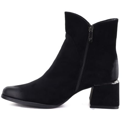 3. Botki damskie na obcasie zamszowe czarne Potocki SZ12875