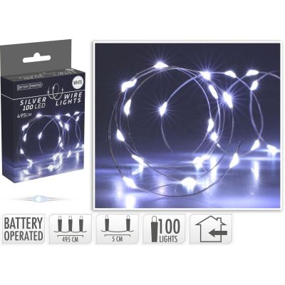 10. LAMPKI DRUCIKI NA BATERIE GIRLANDA 100 LED ZIMNY BIAŁY