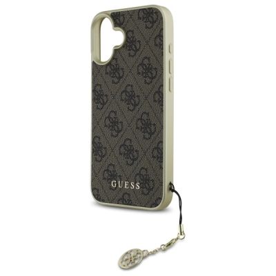 6. Etui Guess 4G Charms Collection na iPhone 16 Plus - brązowe