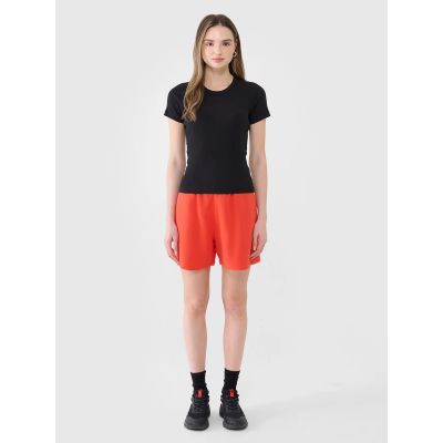 4. T-shirt slim z prążkowanej dzianiny damski 4F 4FWSS25TTSHF1968-20S