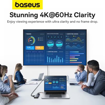 13. HUB USB 6w1 Baseus Metal Gleam Series II USB-A/USB-C/USB-C PD/HDMI/RJ45 - czarny