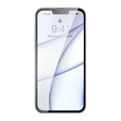 3. Baseus Frosted Glass Case etui pokrowiec do iPhone 13 Pro Max sztywna obudowa z żelową ramką przezroczysty (ARWS000202)