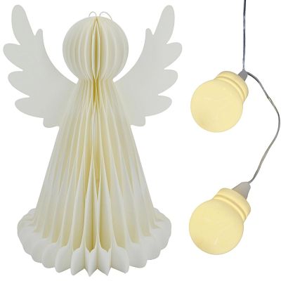 2. ANIOŁ DEKORACYJNY PAPIEROWY LED 38CM