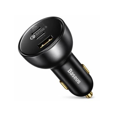 8. Ładowarka samochodowa Baseus 160W z technologią Qualcomm® Quick Charge™ 5 2x USB-C + 1x USB-A - szara