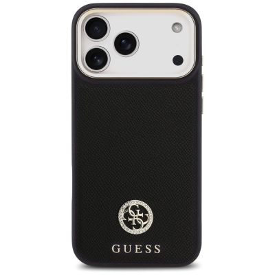 3. Etui Guess Grained Strass Logo MagSafe na iPhone 17 Pro Max - czarne
