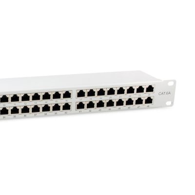 3. Wyposażenie 19" Patch Panel 48xRJ45 Cat6a FTP 1U 500MHz RAL7035