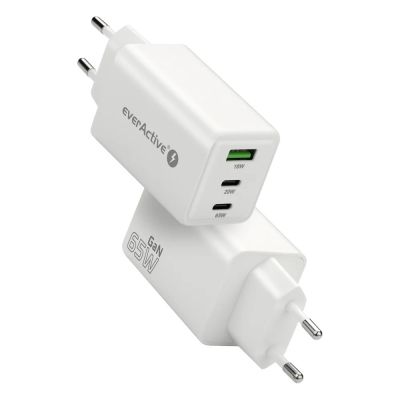 4. EVERACTIVE ŁADOWARKA SIECIOWA GAN 1 X USB, 2 X USB-C QUICK CHARGE 4+ 65W BIAŁA SC-655Q