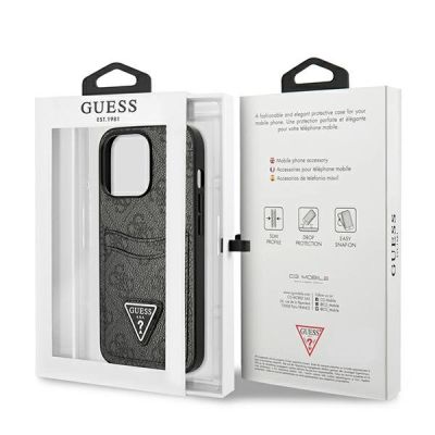 8. Etui Guess 4G Triangle Logo Cardslot na iPhone 13 Pro / 13 - czarne
