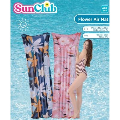 3. MATERAC DMUCHANY KWIATY 174x59x18CM 33258 NIEBIESKI