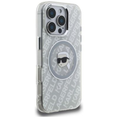 4. Etui Karl Lagerfeld IML Karl Head Logo MagSafe na iPhone 16 Pro Max - szare