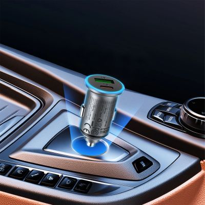 5. Ładowarka samochodowa Acefast B15 65W USB-A + USB-C - szara