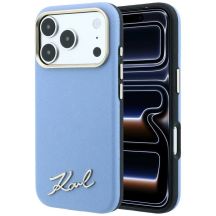 Etui Karl Lagerfeld Saffiano Small Script Metal Logo MagSafe na iPhone 17 Pro Max / 18 Pro Max - jasnoniebieskie