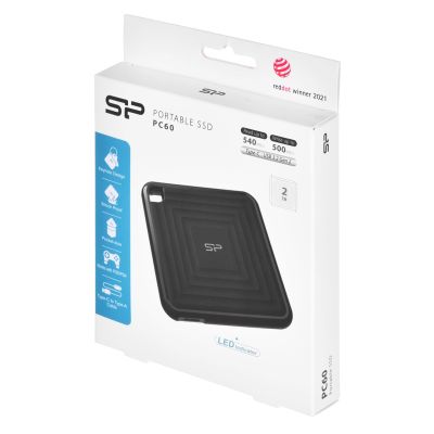 10. Dysk zewnętrzny SSD Silicon Power PC60 (2TB; USB 3.2 Gen 2; SP020TBPSDPC60CK)