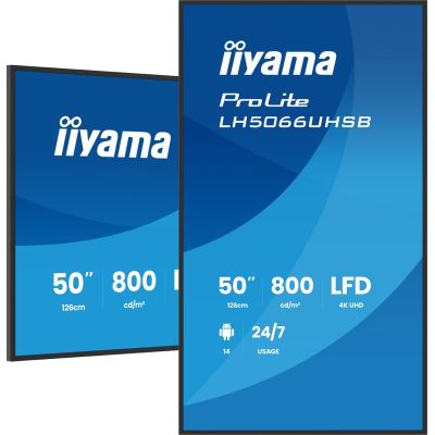 5. iiyama LH5066UHSB-B1AG signage display Płaski panel Digital Signage 127 cm (50") LCD Wi-Fi 800 cd/m2 4K Ultra HD Czarny Procesor wbudowany Android 24/7