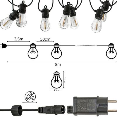 11. PARTY LIGHT GIRLANDA ZEWNĘTRZNA 10 ŻARÓWEK 10LED 8M 230V