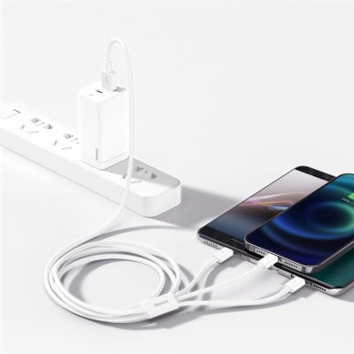 9. Kabel Baseus Superior Series USB-A - USB-C / Lightning / micro USB 3.5A 0.5m - biały