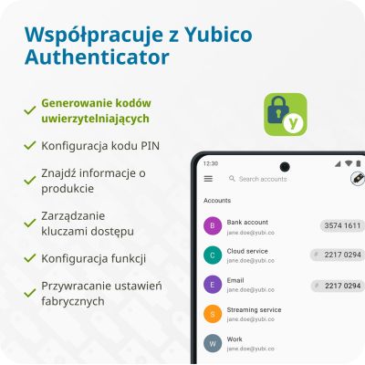 7. Klucz Sprzętowy Yubico YubiKey 5C NFC U2F FIDO