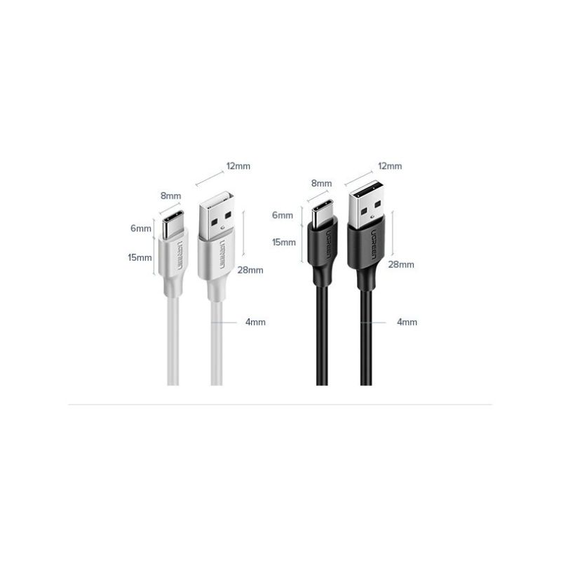 10. Kabel Ugreen US287 60115 USB-A / USB-C 2A 0.5m - czarny