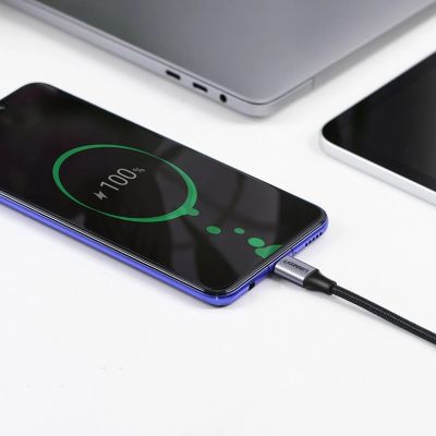 12. Kabel Ugreen US255 50123 USB-C (prosty) / USB-C (kątowy) PD QC 60W 3A 1m - szary