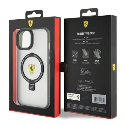 8. Etui Ferrari Ring Stand 2023 Collection MagSafe na iPhone 15 Plus / 14 Plus - przezroczyste