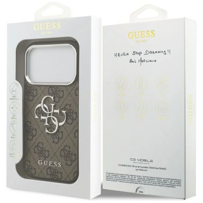 8. Etui Guess 4G Big 4G Classic Logo na iPhone 17 Pro brązowy - srebrne