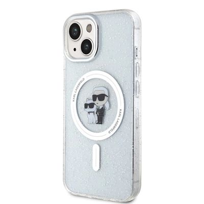 2. Etui Karl Lagerfeld Karl&Choupette Glitter MagSafe na iPhone 15 Plus - przezroczyste