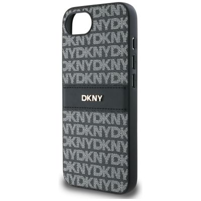 6. Etui DKNY Repeat Texture Pattern with Tonal Stripe na iPhone 16e - czarne
