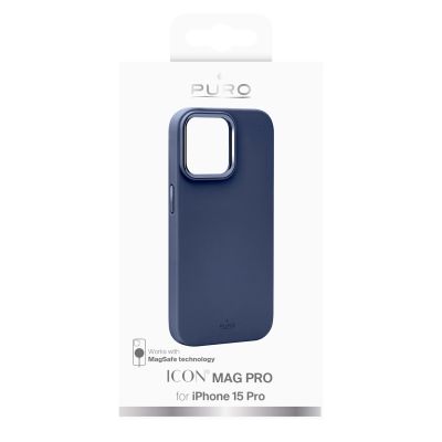2. Etui silikonowe Puro Icon Mag Pro MagSafe do iPhone 15 Pro - ciemnoniebieskie