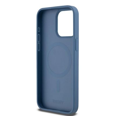 12. Etui DKNY Leather Monogram Pattern Metal Logo MagSafe na iPhone 15 Pro Max - niebieskie