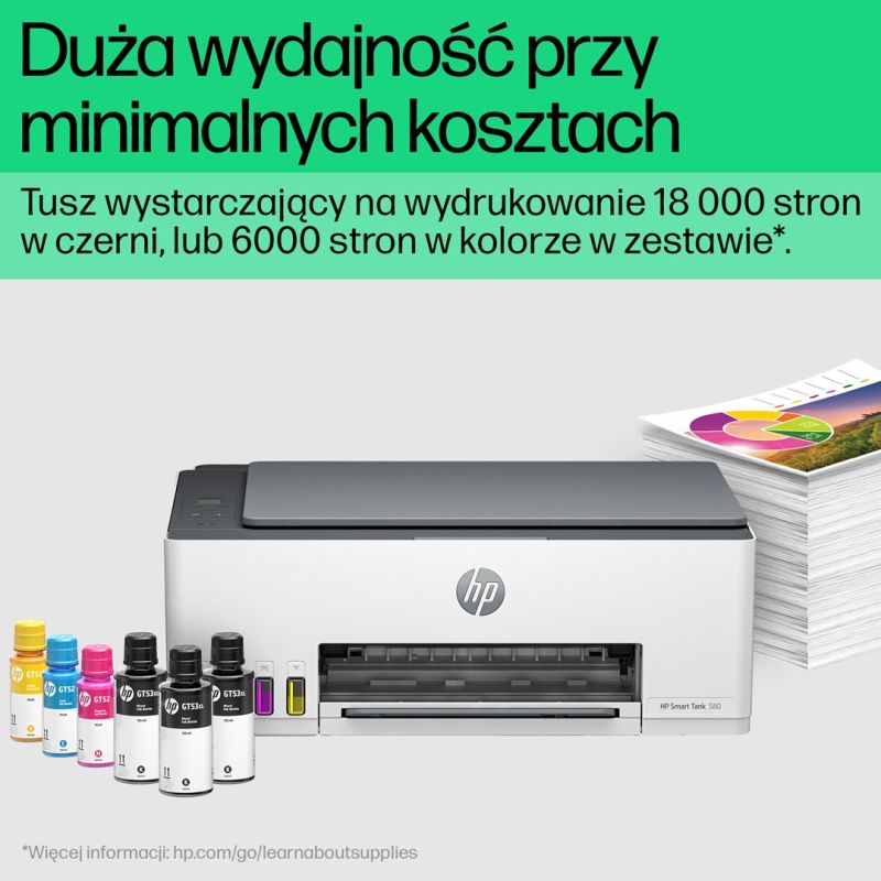 5. HP Smart Tank 580 Bezprzewodowe All-in-One W kolorze Drukarka, Kopiarka, skaner