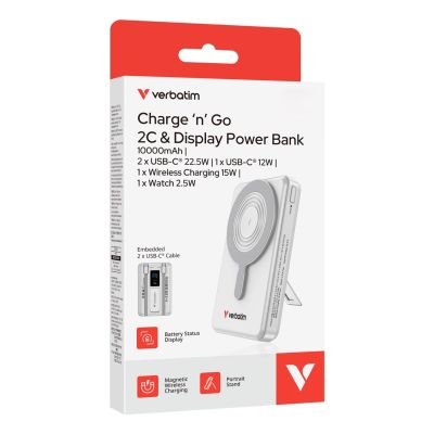 4. Verbatim 32273 bank mocy Litowo-polimerowy (LiPo) 10000 mAh Bezprzewodowe ładowanie Srebrny