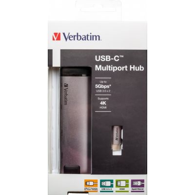 2. Verbatim 49141 stacja dokująca USB 3.2 Gen 1 (3.1 Gen 1) Type-C Czarny, Srebrny