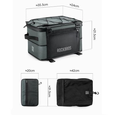 13. Torba rowerowa Rockbros A30 ROAD TO SKY składana na bagażnik 15-30 l - szara