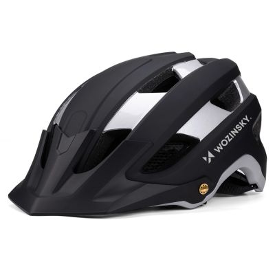 3. Kask rowerowy MTB Wozinsky z odpinanym daszkiem lekki 57-62 cm - czarno-srebrny