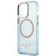 6. Etui Guess Gold Outline Translucent MagSafe na iPhone 13 Pro / iPhone 13 - niebieskie