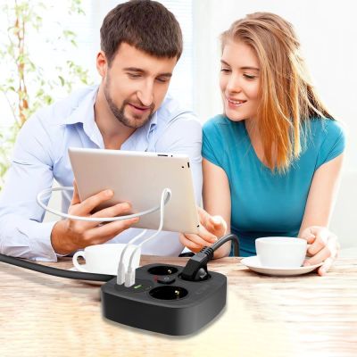 6. Listwa zasilająca Tech-Protect PCS3X4, 3 gniazda sieciowe, 2xUSB-A, 2xUSB-C 200 cm - czarna