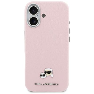 3. Etui Karl Lagerfeld Karl & Choupette Head Pins Saffiano MagSafe do iPhone 17 - różowe