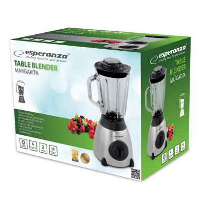 2. Blender kielichowy Esperanza Margarita EKM020 (500W; kolor czarny, kolor przeźroczysty, kolor stalowy)