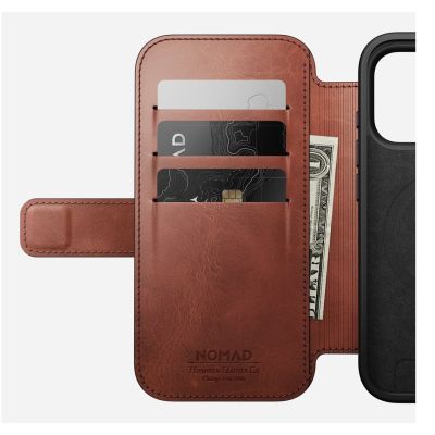 7. NOMAD Modern Leather Folio - skórzane etui do iPhone 17 Pro kompatybilne z MagSafe, skóra Horween (olde dublin)