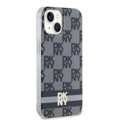 4. Etui DKNY IML Checkered Mono Pattern & Printed Stripes MagSafe na iPhone 15 / 14 / 13 - czarne
