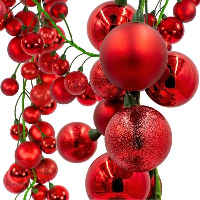 8. GAŁĄZKA GIRLANDA 180CM Z BOMBKAMI 80 SZT.MICA CZERWONA