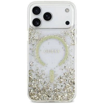 3. Etui Guess Resin Bottom Glitter MagSafe na iPhone 18 Pro Max / 17 Pro Max - złote