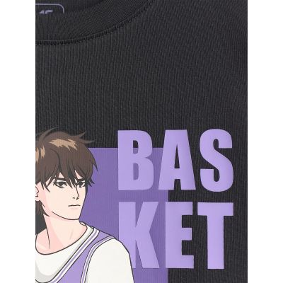 7. T-shirt oversize z nadrukiem chłopięcy 4F 4FJRAW25TTSHM3062-20S