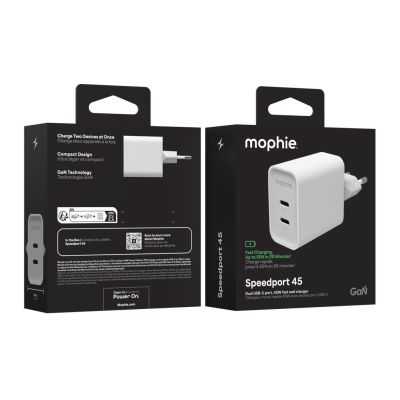 8. mophie Speedport 45 Uniwersalne Biały Prąd przemienny Szybkie ładowanie Wewnętrzna