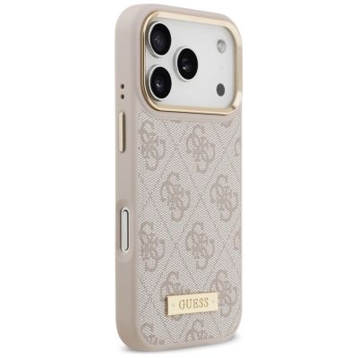 4. Etui Guess 4G Logo Plate MagSafe na iPhone 17 Pro - różowe