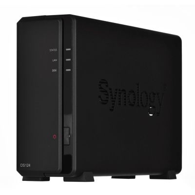 NAS Synology DS124; Tower; 1x (3.5" SATA HDD); Realtek RTD1619B; ,1GB DDR4, 1x 1GbE RJ-45