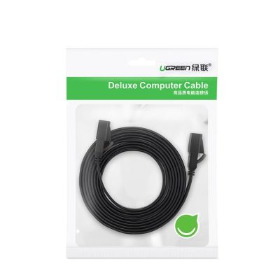5. Ugreen płaski kabel przewód internetowy sieciowy Ethernet patchcord RJ45 Cat 7 STP LAN 10 Gbps 10 m czarny (NW106 11265)