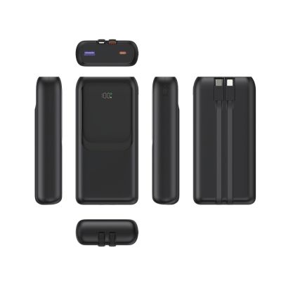 6. GEMBIRD POWERBANK O POJEMNOŚCI 20000MAH, SZYBKIE ŁADOWANIE 20W, WYŚWIETLACZ LCD, ZINTEGROWANE KABLE KOLOR CZARNY