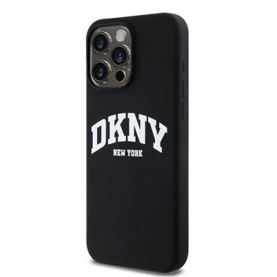 2. Etui DKNY Liquid Silicone White Printed Logo MagSafe na iPhone 13 Pro Max - czarne